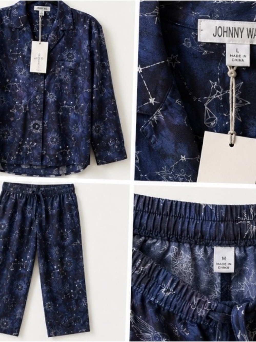 Johnny Was Navy Celestial Constellation Pajama Set NWT